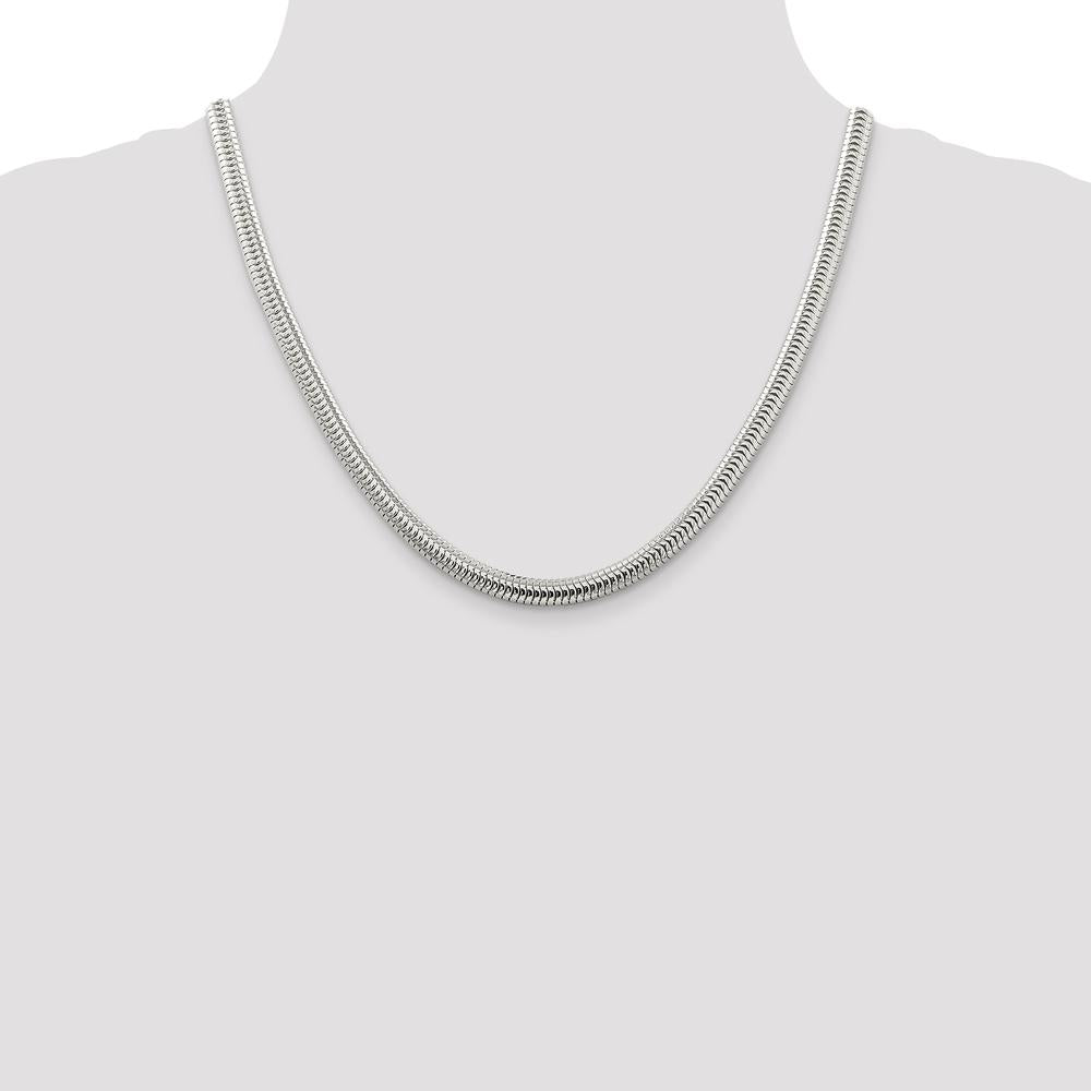 Sterling Silver 20" Polished Snake Chain - 6mm Width by Lumare Gioia