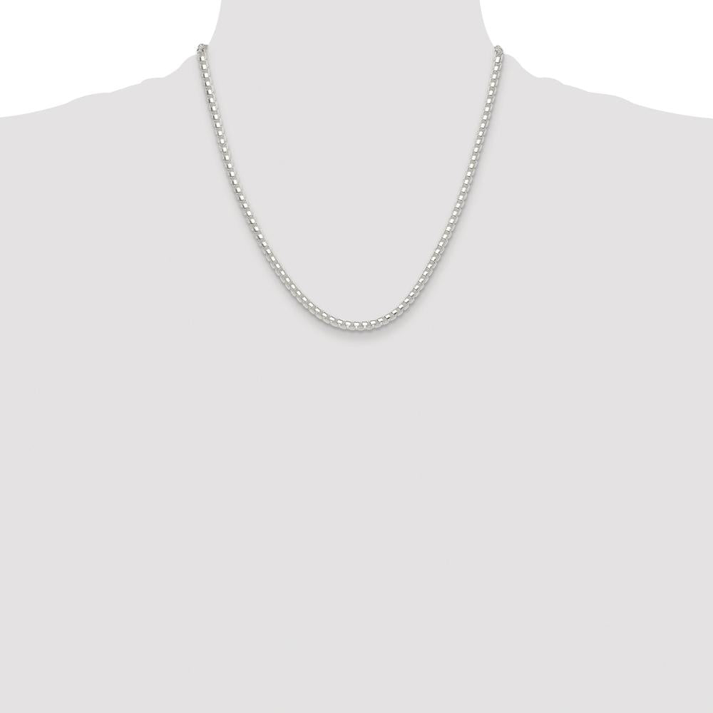 Sterling Silver 20" Rhodium-Plated 4mm Box Chain with Lobster Clasp by Lumare Gioia