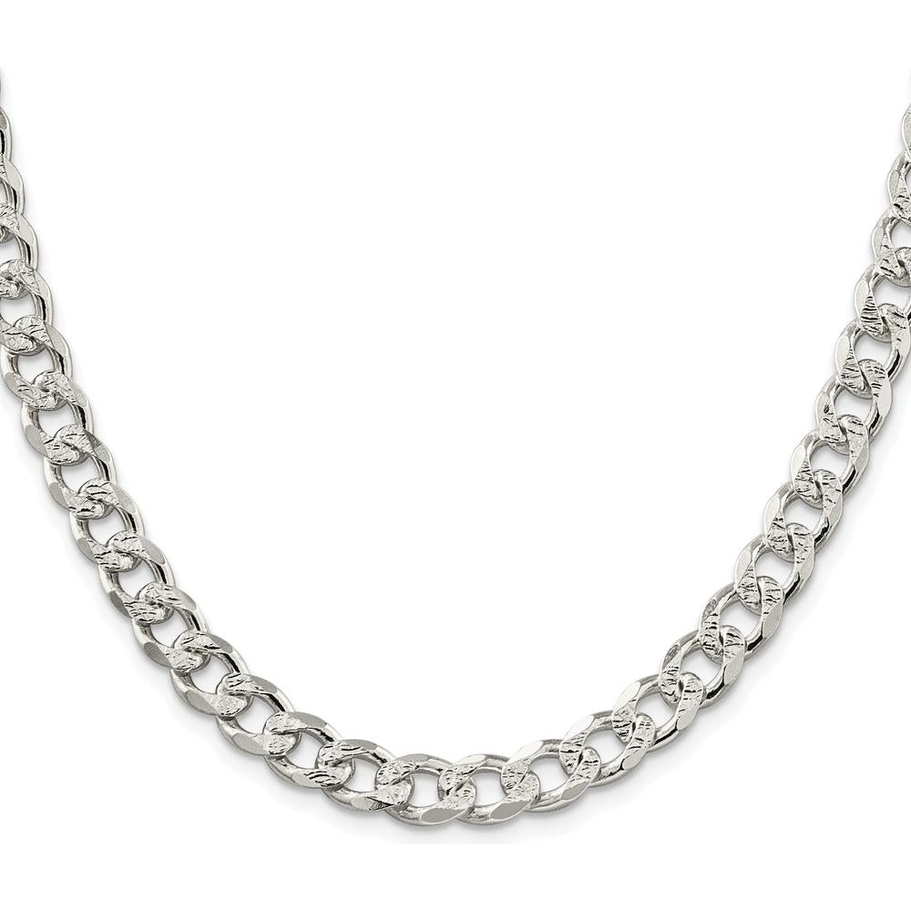 Sterling Silver 20" Rhodium-Plated 8.3mm Pavé Curb Chain Necklace by Lumare Gioia