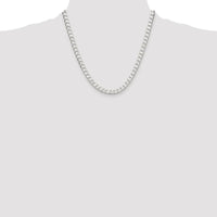 Sterling Silver 20" Rhodium-Plated Diamond-Cut Square Curb Chain - 5.75mm Width by Lumare Gioia