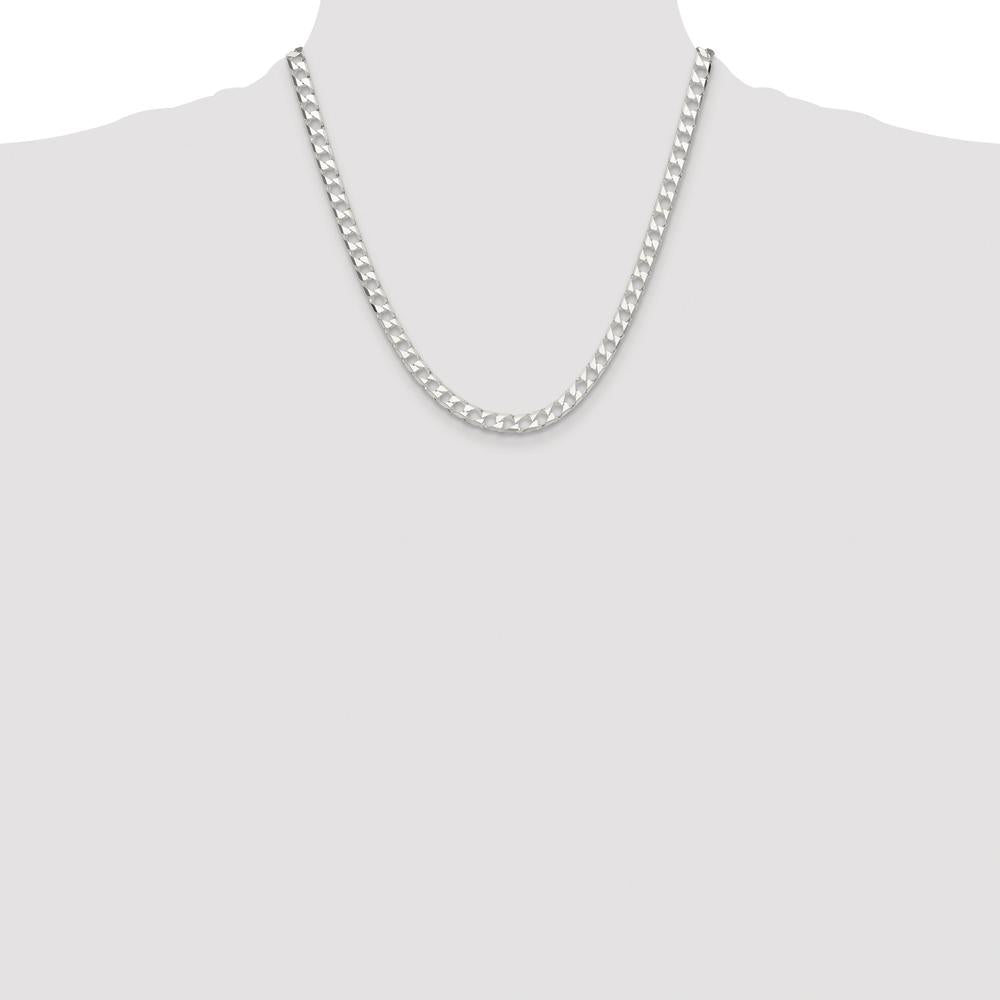 Sterling Silver 20" Rhodium-Plated Diamond-Cut Square Curb Chain - 5.75mm Width by Lumare Gioia