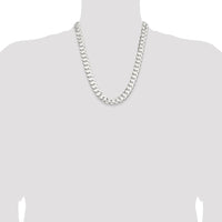 Sterling Silver 22" 11.9mm Concave Beveled Curb Chain Necklace by Lumare Gioia