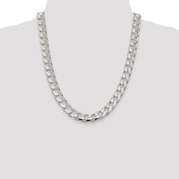 Sterling Silver 22" 11mm Domed Curb Chain with Diamond-Cut Texture - Polished Finish by Lumare Gioia