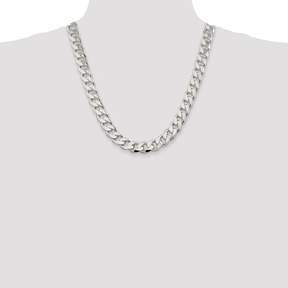 Sterling Silver 22" 13mm Polished Curb Chain with Lobster Clasp - Solid 925 Silver by Lumare Gioia
