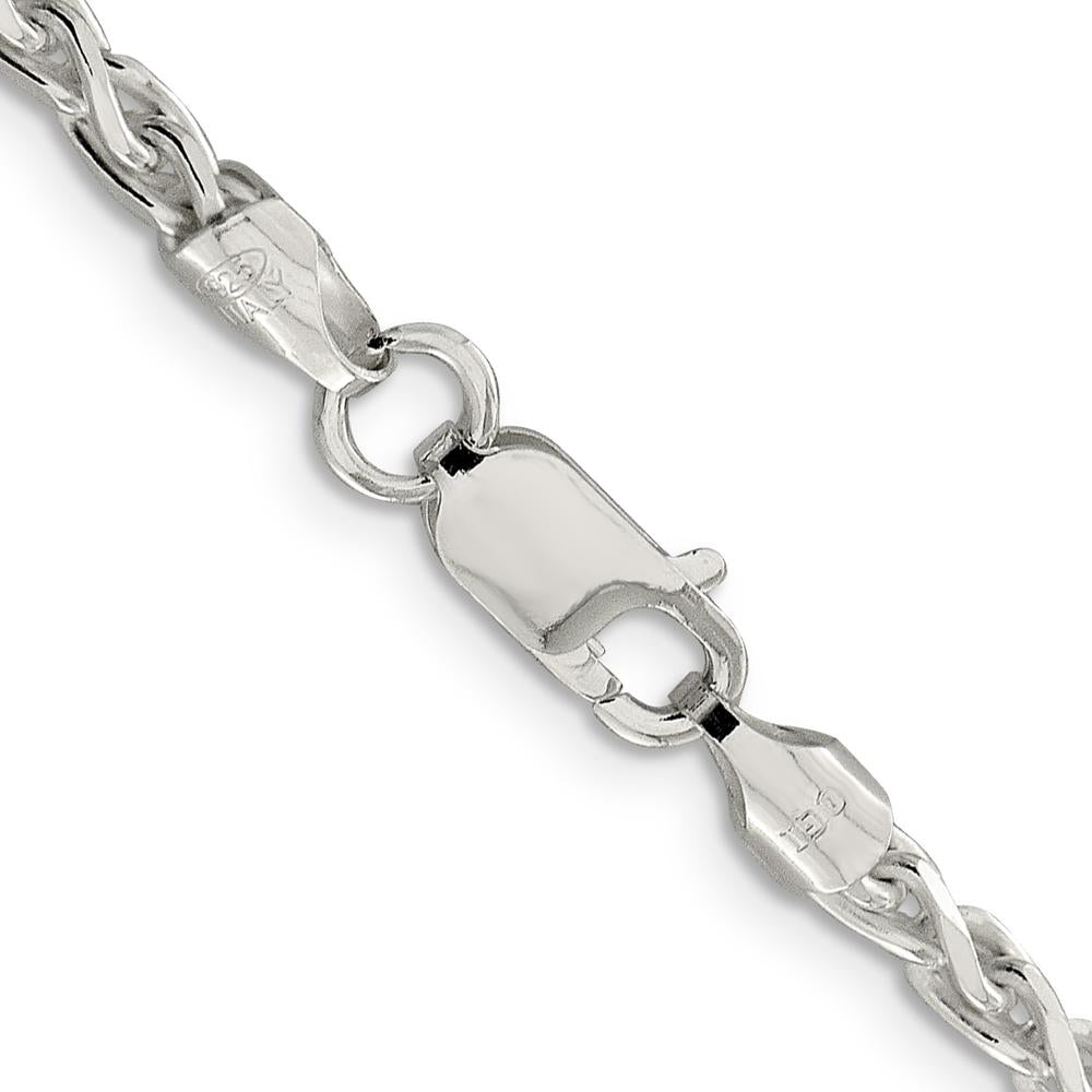 Sterling Silver 22" 3.5mm Diamond-Cut Spiga Chain Necklace by Lumare Gioia
