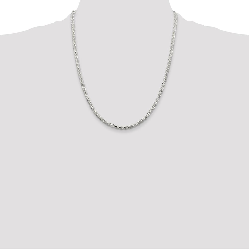Sterling Silver 22" 3.5mm Diamond-Cut Spiga Chain Necklace by Lumare Gioia