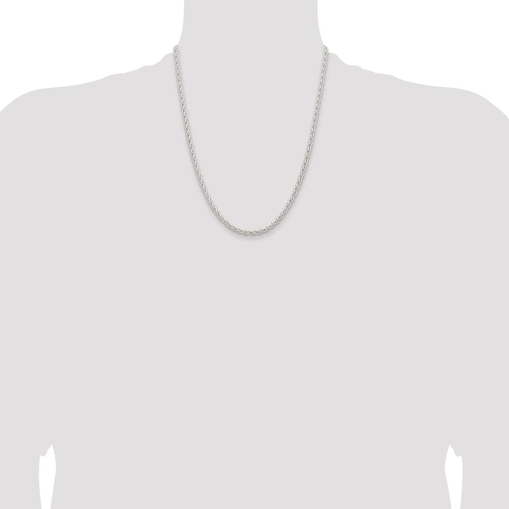 Sterling Silver 22" 3.7mm Round Spiga Chain with Lobster Clasp by Lumare Gioia