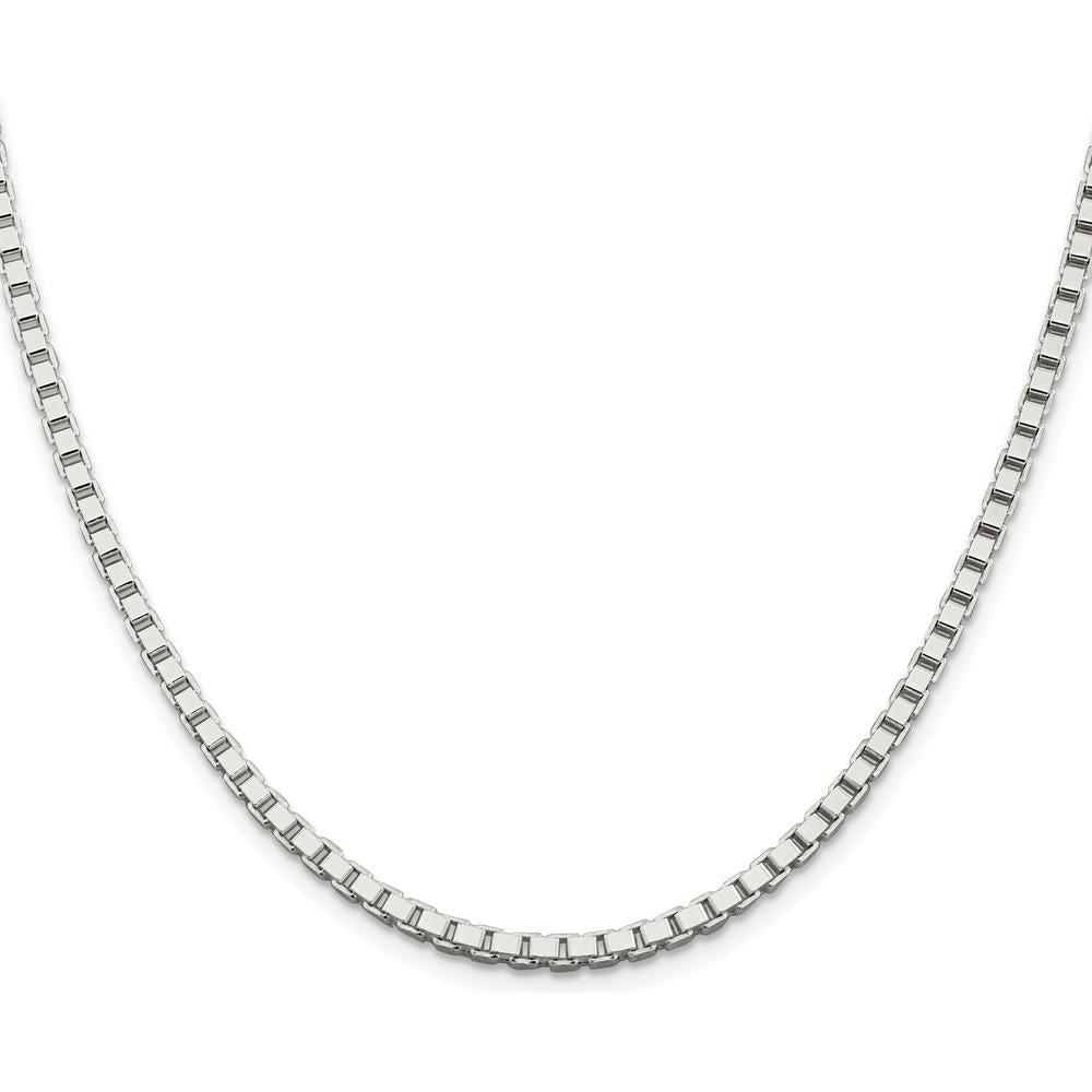 Sterling Silver 22" 3mm Box Chain with Rhodium-Plated Polished Finish by Lumare Gioia