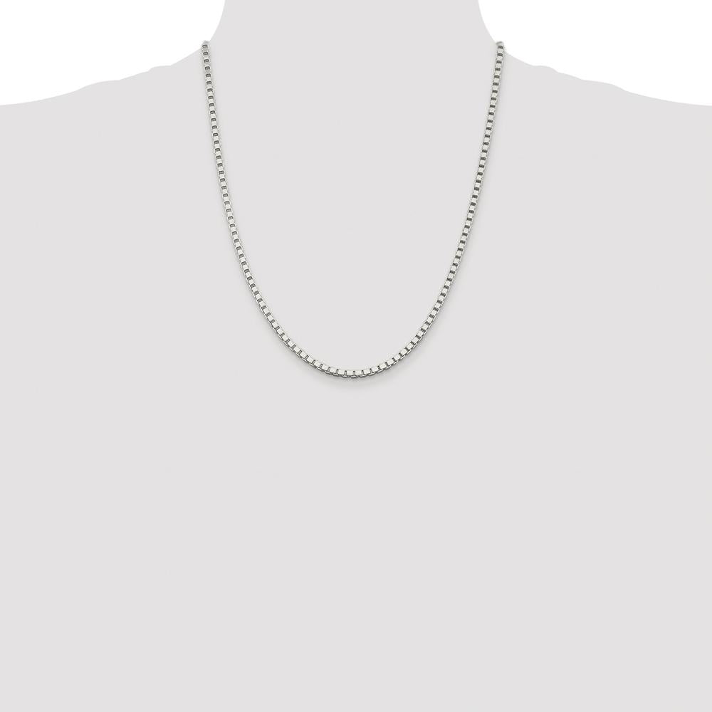 Sterling Silver 22" 3mm Box Chain with Rhodium-Plated Polished Finish by Lumare Gioia