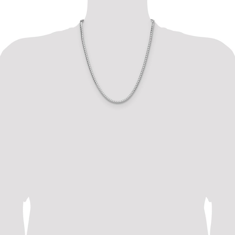 Sterling Silver 22" 4.0mm Diamond-Cut Square Franco Chain with Lobster Clasp by Lumare Gioia