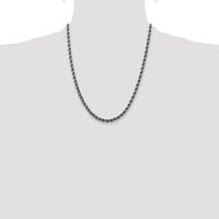 Sterling Silver 22" 4.5mm Ruthenium-Plated Rope Chain with Lobster Clasp by Lumare Gioia
