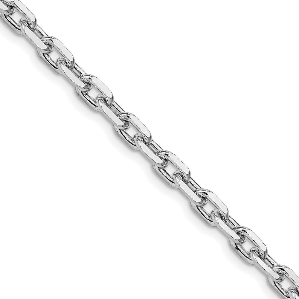 Sterling Silver 22" 4.9mm Beveled Oval Cable Chain with Rhodium Plating by Lumare Gioia