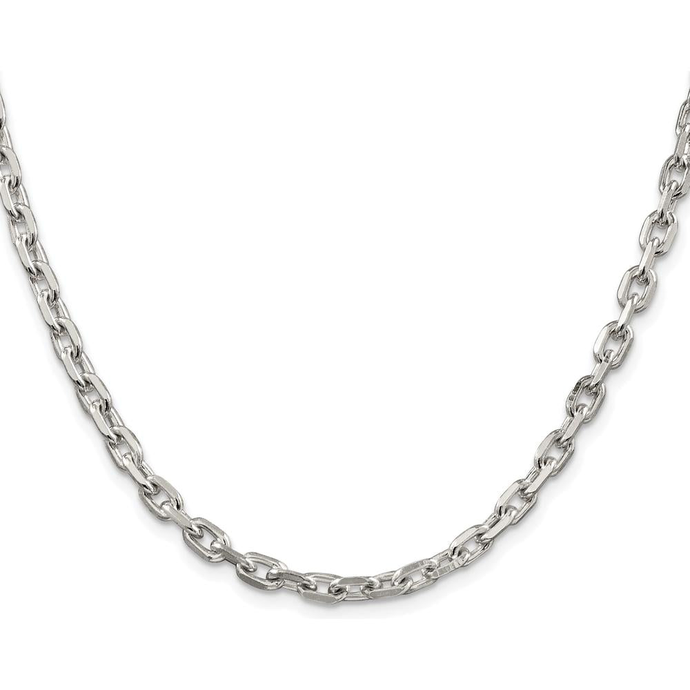 Sterling Silver 22" 4.9mm Beveled Oval Cable Chain with Rhodium Plating by Lumare Gioia