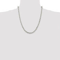 Sterling Silver 22" 4.9mm Beveled Oval Cable Chain with Rhodium Plating by Lumare Gioia