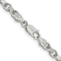 Sterling Silver 22" 4mm Diamond-Cut Rolo Chain Necklace by Lumare Gioia
