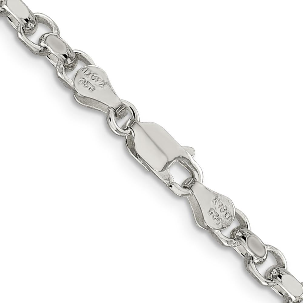 Sterling Silver 22" 4mm Diamond-Cut Rolo Chain Necklace by Lumare Gioia