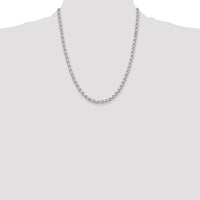 Sterling Silver 22" 4mm Diamond-Cut Rolo Chain Necklace by Lumare Gioia