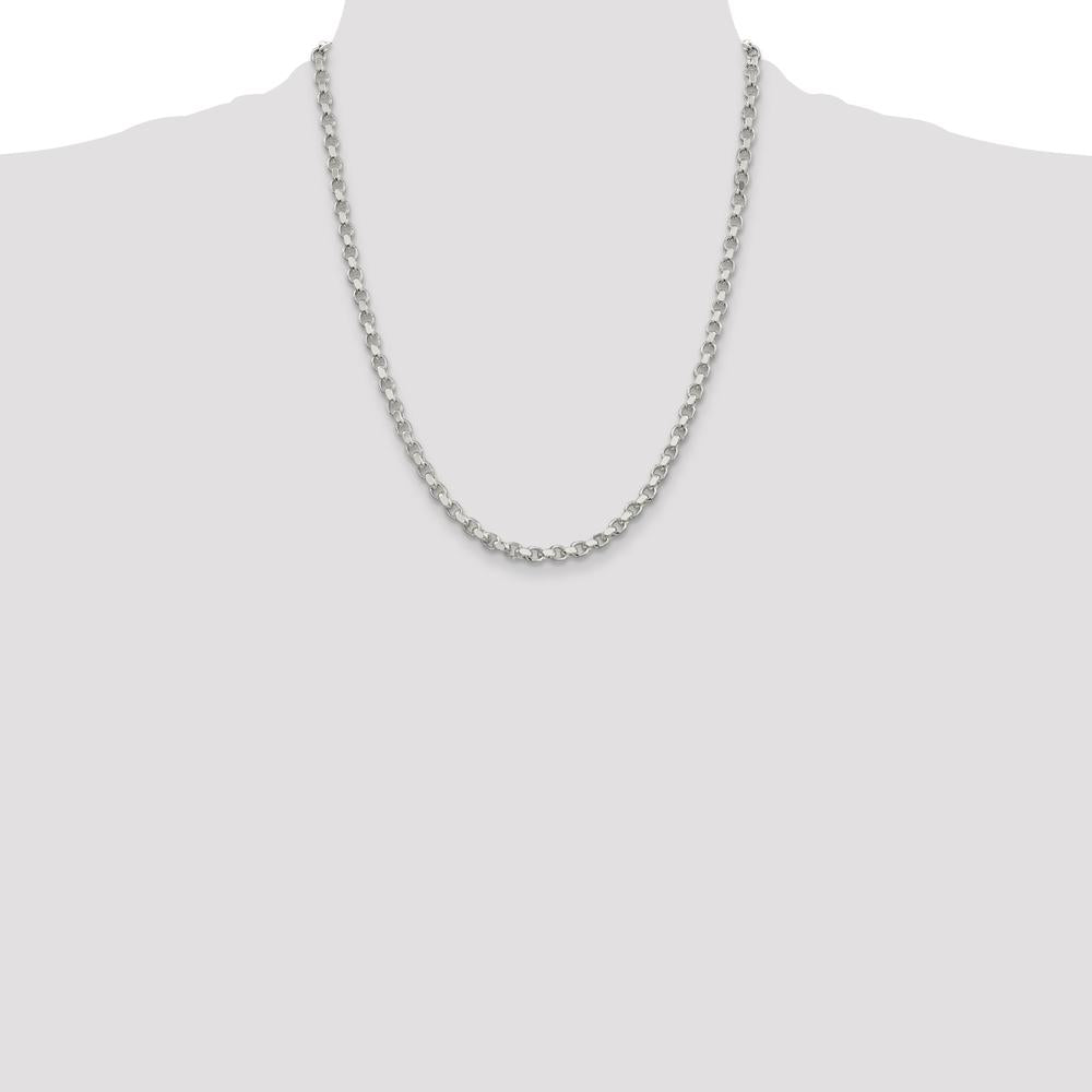 Sterling Silver 22" 4mm Diamond-Cut Rolo Chain Necklace by Lumare Gioia
