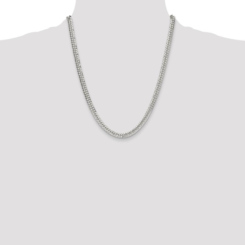 Sterling Silver 22" 5.7mm Diamond-Cut Curb Chain - Polished Finish by Lumare Gioia