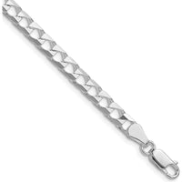 Sterling Silver 22" 5mm Diamond-Cut Square Curb Chain with Rhodium Plating by Lumare Gioia