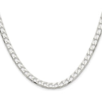 Sterling Silver 22" 5mm Diamond-Cut Square Curb Chain with Rhodium Plating by Lumare Gioia
