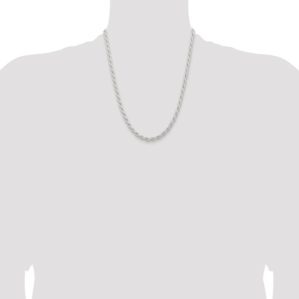 Sterling Silver 22" 5mm Solid Rope Chain Necklace with Lobster Clasp - Polished Finish by Lumare Gioia