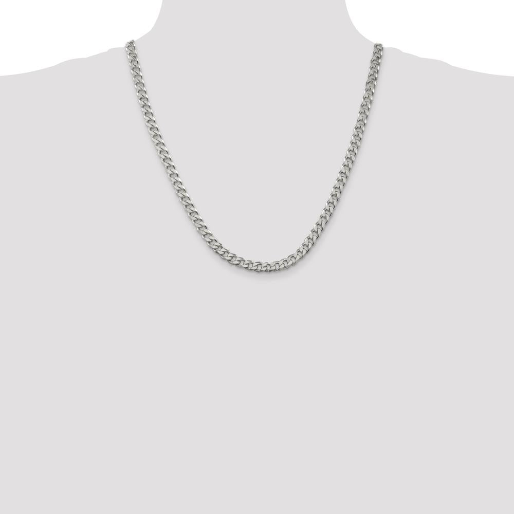 Sterling Silver 22" 6.5mm Curb Chain Necklace - Polished Finish by Lumare Gioia