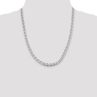 Sterling Silver 22" 6.5mm Diamond-Cut Flat Anchor Curb Chain - Polished Finish by Lumare Gioia