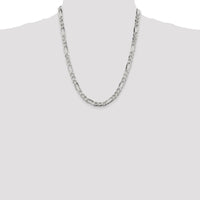 Sterling Silver 22" 6.75mm Polished Figaro Chain with Lobster Clasp by Lumare Gioia