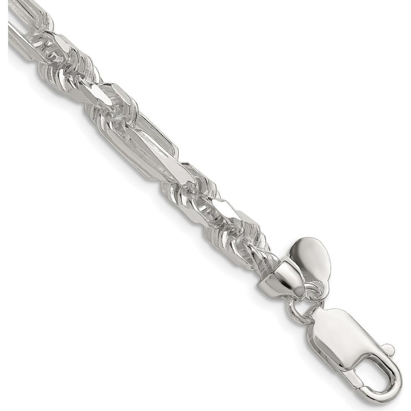 Sterling Silver 22" 6mm Diamond-Cut Figarope Chain Necklace by Lumare Gioia