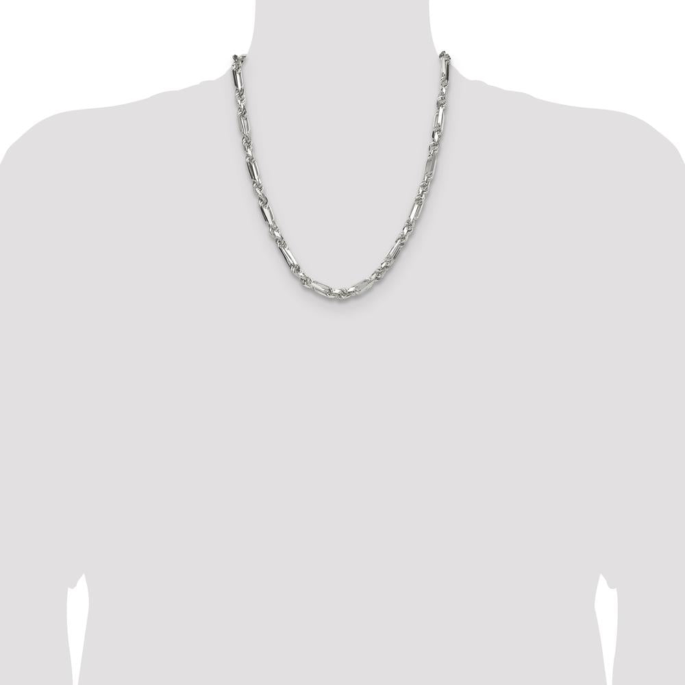 Sterling Silver 22" 6mm Diamond-Cut Figarope Chain Necklace by Lumare Gioia