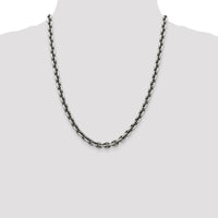 Sterling Silver 22" 7.0mm Diamond-Cut Open Link Cable Necklace with Polished and Antiqued Finish by Lumare Gioia