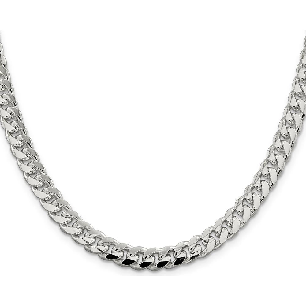Sterling Silver 22" 7.35mm Domed Diamond-Cut Curb Chain Necklace by Lumare Gioia