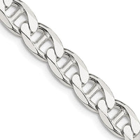 Sterling Silver 22" 7.4mm Diamond-Cut Flat Anchor Curb Chain by Lumare Gioia