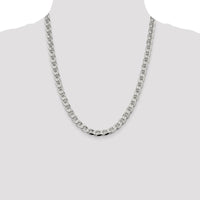 Sterling Silver 22" 7.4mm Diamond-Cut Flat Anchor Curb Chain by Lumare Gioia