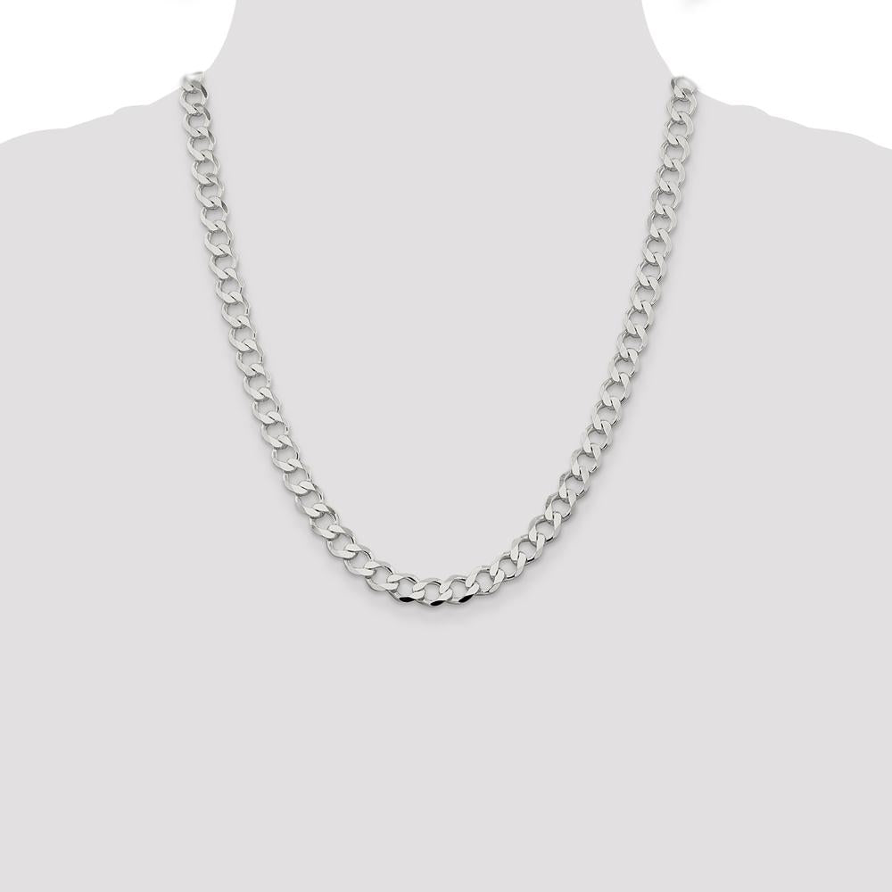 Sterling Silver 22" 8.1mm Flat Curb Chain with Lobster Clasp by Lumare Gioia