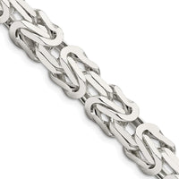 Sterling Silver 22" 8.25mm Byzantine Chain Necklace with Lobster Clasp by Lumare Gioia