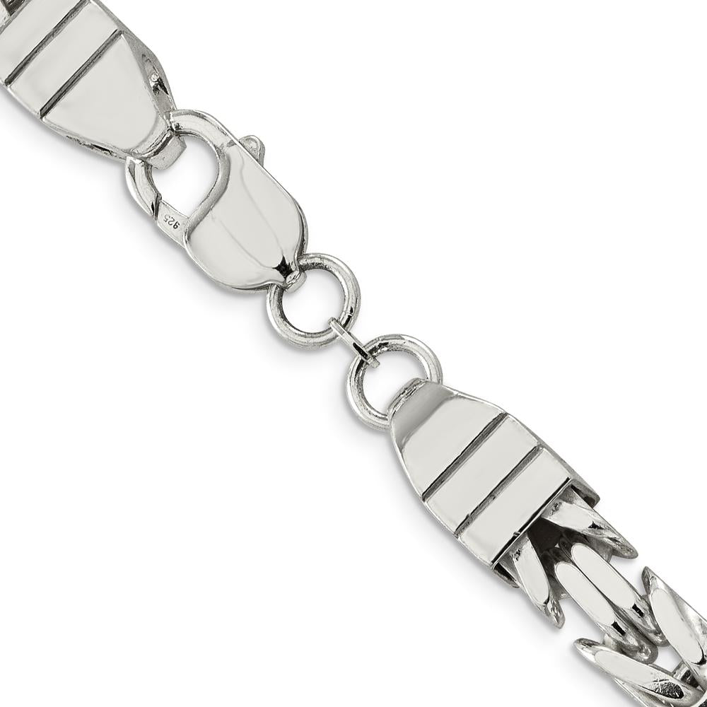 Sterling Silver 22" 8.25mm Byzantine Chain Necklace with Lobster Clasp by Lumare Gioia