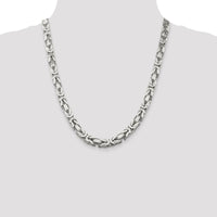 Sterling Silver 22" 8.25mm Byzantine Chain Necklace with Lobster Clasp by Lumare Gioia