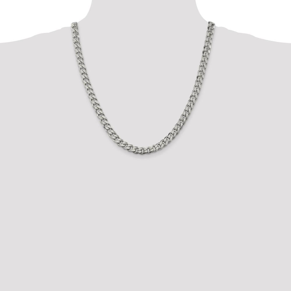 Sterling Silver 22" 8.3mm Curb Chain with Polished Finish and Lobster Clasp by Lumare Gioia