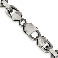 Sterling Silver 22" 8.6mm Diamond-Cut Elongated Open Link Chain with Polished and Antiqued Finish by Lumare Gioia
