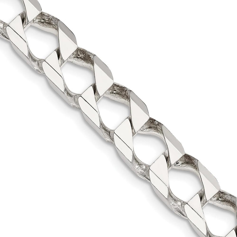 Sterling Silver 22" 8.6mm Diamond-Cut Square Curb Chain with Lobster Clasp by Lumare Gioia