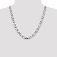 Sterling Silver 22" 8.6mm Diamond-Cut Square Curb Chain with Lobster Clasp by Lumare Gioia