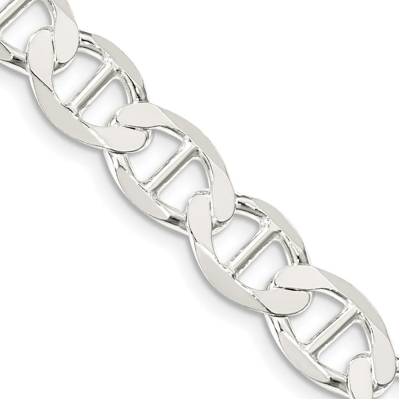 Sterling Silver 22" 8.9mm Flat Anchor Chain Necklace with Polished Finish by Lumare Gioia