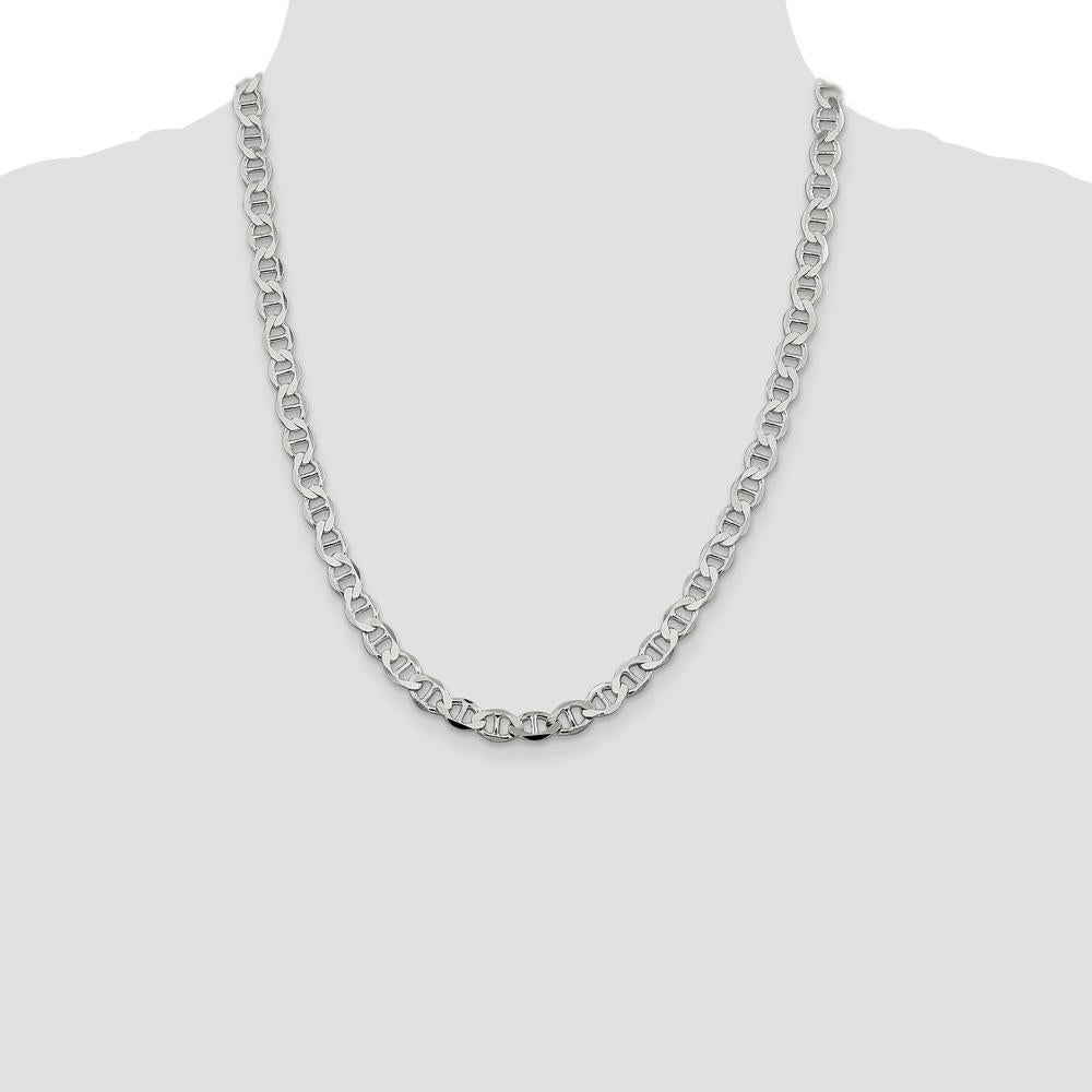 Sterling Silver 22" 8.9mm Flat Anchor Chain Necklace with Polished Finish by Lumare Gioia