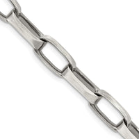 Sterling Silver 22" 8mm Antiqued Open Link Chain with Polished Finish by Lumare Gioia