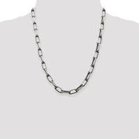 Sterling Silver 22" 8mm Antiqued Open Link Chain with Polished Finish by Lumare Gioia