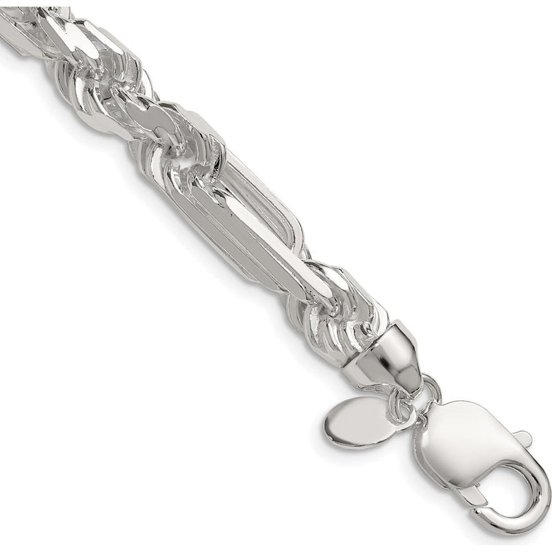 Sterling Silver 22" 8mm Diamond-Cut Figarope Chain Necklace by Lumare Gioia