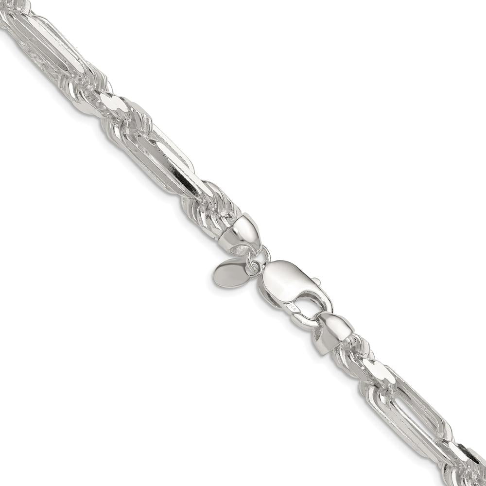 Sterling Silver 22" 8mm Diamond-Cut Figarope Chain Necklace by Lumare Gioia