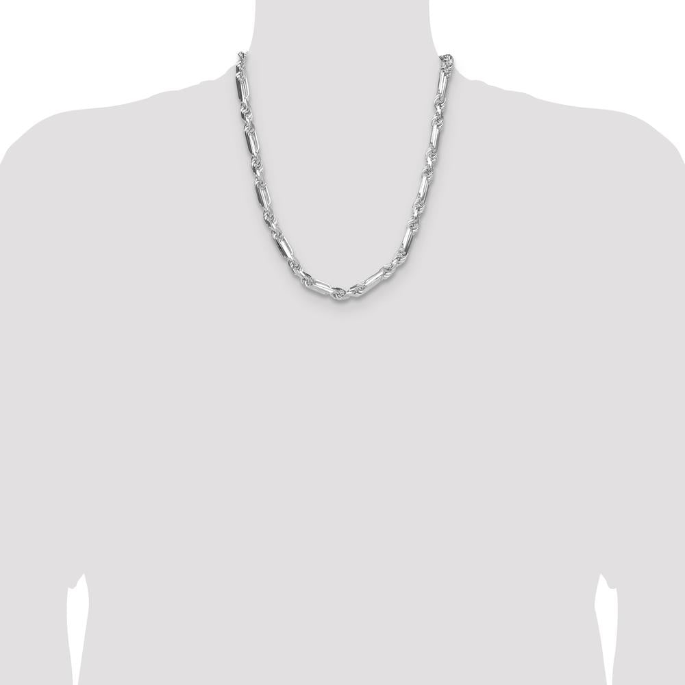 Sterling Silver 22" 8mm Diamond-Cut Figarope Chain Necklace by Lumare Gioia